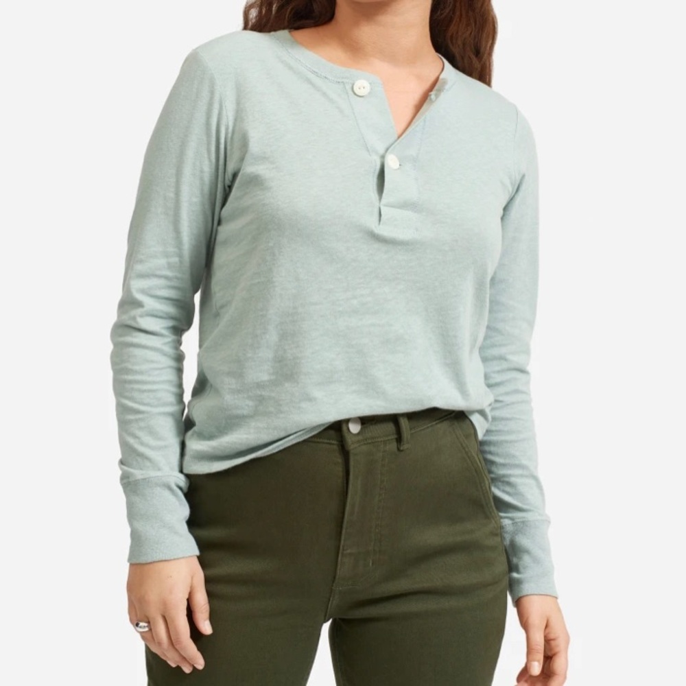 NWT Everlane ReCotton Henley Size XS Pale Sage
